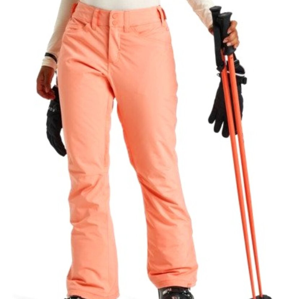 NWT Women's ROXY 'Backyard' 10k Insulated Snow Pants Neon Orange Regular Fit S